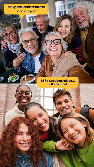 Student och pensionärsrabatt